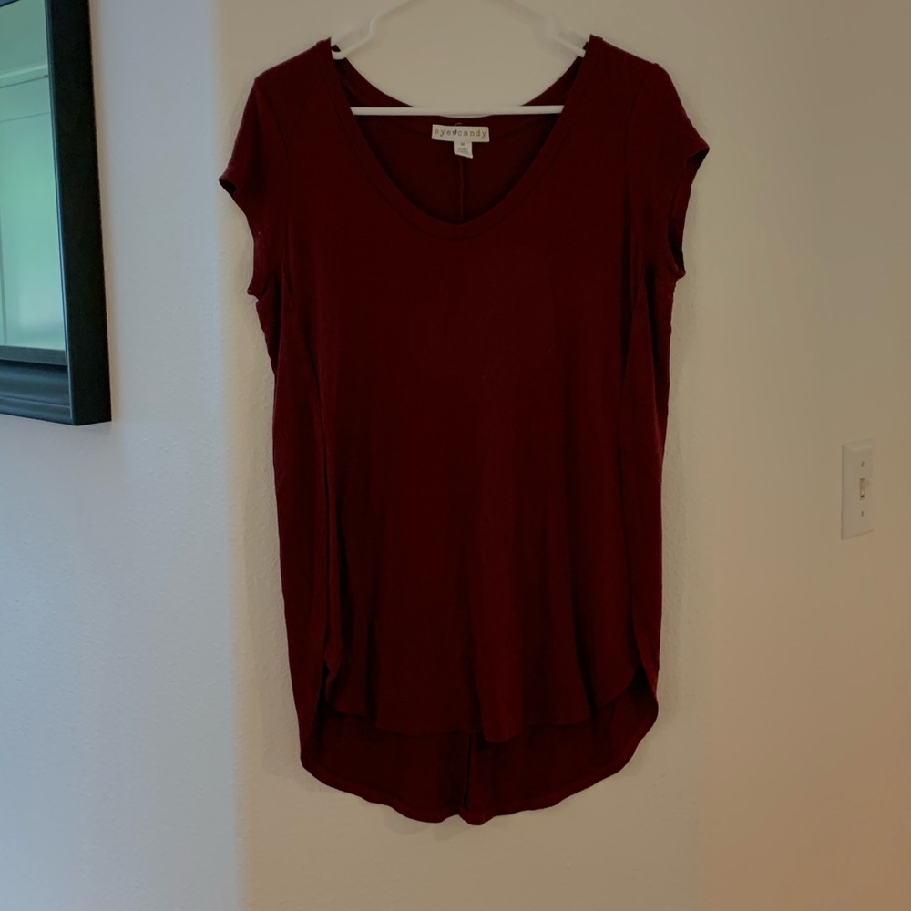 Woman’s burgundy T-shirt